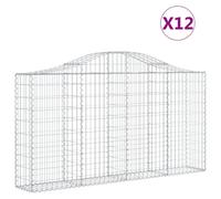 (200 x 30 x 100/120 cm/12 pcs) vidaXL Arched Gabion Basket Stone Basket Gabion Retaining Wall Galvanised Iron