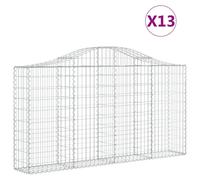 vidaXL Arched Gabion Baskets 13 pcs 200x30x100/120 cm Galvanised Iron, Silver