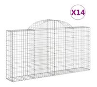 vidaXL Arched Gabion Baskets 14 pcs 200x30x100/120 cm Galvanised Iron, Silver