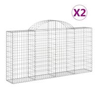 (200 x 30 x 100/120 cm/ 2 pcs) vidaXL Arched Gabion Basket Stone Basket Gabion Retaining Wall Galvanised Iron