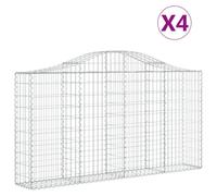 (200 x 30 x 100/120 cm/ 4 pcs) vidaXL Arched Gabion Basket Stone Basket Gabion Retaining Wall Galvanised Iron