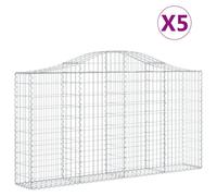 (200 x 30 x 100/120 cm/ 5 pcs) vidaXL Arched Gabion Basket Stone Basket Gabion Retaining Wall Galvanised Iron
