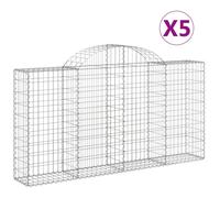 (200 x 30 x 100/120 cm/ 5 pcs) vidaXL Arched Gabion Basket Stone Basket Gabion Retaining Wall Galvanised Iron