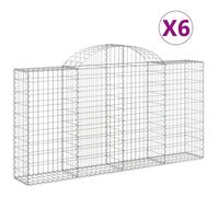 vidaXL Arched Gabion Baskets 6 pcs 200x30x100/120 cm Galvanised Iron, Silver