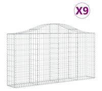 (200 x 30 x 100/120 cm/ 9 pcs) vidaXL Arched Gabion Basket Stone Basket Gabion Retaining Wall Galvanised Iron