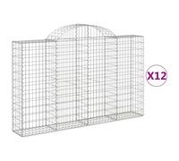 vidaXL Arched Gabion Baskets 12 pcs 200x30x120/140 cm Galvanised Iron, Silver