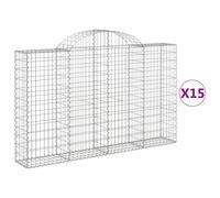 vidaXL Arched Gabion Baskets 15 pcs 200x30x120/140 cm Galvanised Iron