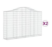 (200 x 30 x 120/140 cm/ 2 pcs) vidaXL Arched Gabion Basket Stone Basket Gabion Retaining Wall Galvanised Iron