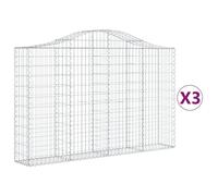 (200 x 30 x 120/140 cm/ 3 pcs) vidaXL Arched Gabion Basket Stone Basket Gabion Retaining Wall Galvanised Iron