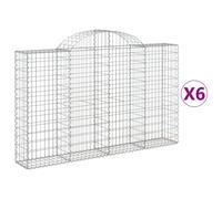 vidaXL Arched Gabion Baskets 6 pcs 200x30x120/140 cm Galvanised Iron