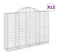 (200 x 30 x 140/160 cm/ 12 pcs) vidaXL Arched Gabion Basket Stone Basket Gabion Retaining Wall Galvanised Iron