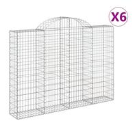 (200 x 30 x 140/160 cm/ 6 pcs) vidaXL Arched Gabion Basket Stone Basket Gabion Retaining Wall Galvanised Iron