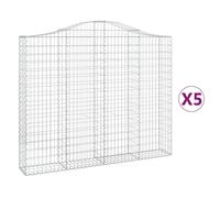 (200 x 30 x 160/180 cm/ 5 pcs) vidaXL Arched Gabion Basket Stone Basket Gabion Retaining Wall Galvanised Iron
