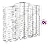 (200 x 30 x 160/180 cm/ 6 pcs) vidaXL Arched Gabion Basket Stone Basket Gabion Retaining Wall Galvanised Iron