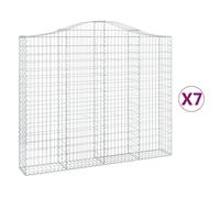 (200 x 30 x 160/180 cm/ 7 pcs) vidaXL Arched Gabion Basket Stone Basket Gabion Retaining Wall Galvanised Iron