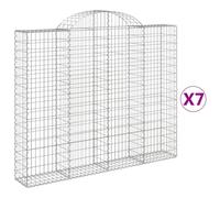 (200 x 30 x 160/180 cm/ 7 pcs) vidaXL Arched Gabion Basket Stone Basket Gabion Retaining Wall Galvanised Iron