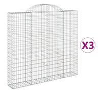 (200 x 30 x 180/200 cm/ 3 pcs) vidaXL Arched Gabion Basket Stone Basket Gabion Retaining Wall Galvanised Iron