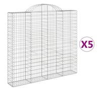 (200 x 30 x 180/200 cm/ 5 pcs) vidaXL Arched Gabion Basket Stone Basket Gabion Retaining Wall Galvanised Iron