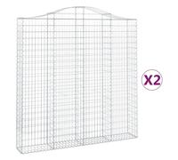 (200 x 30 x 200/220 cm/ 2 pcs) vidaXL Arched Gabion Basket Stone Basket Gabion Retaining Wall Galvanised Iron