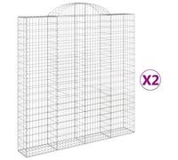 (200 x 30 x 200/220 cm/ 2 pcs) vidaXL Arched Gabion Basket Stone Basket Gabion Retaining Wall Galvanised Iron
