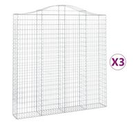 (200 x 30 x 200/220 cm/ 3 pcs) vidaXL Arched Gabion Basket Stone Basket Gabion Retaining Wall Galvanised Iron