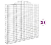 (200 x 30 x 200/220 cm/ 3 pcs) vidaXL Arched Gabion Basket Stone Basket Gabion Retaining Wall Galvanised Iron