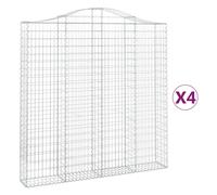 (200 x 30 x 200/220 cm/ 4 pcs) vidaXL Arched Gabion Basket Stone Basket Gabion Retaining Wall Galvanised Iron