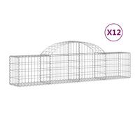 vidaXL Arched Gabion Baskets 12 pcs 200x30x40/60 cm Galvanised Iron 3146057, Silver