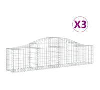 vidaXL Silver Galvanised Iron Arched Gabion Basket 200 x 30 x 40/60cm 3 Pack - Size: 60 x 200 x 30cm - Wilko