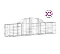 vidaXL Silver Galvanised Iron Arched Gabion Basket 200 x 30 x 40/60cm 3 Pack - Size: 30 x 200 x 60cm - Wilko