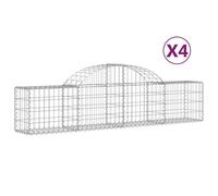 (200 x 30 x 40/60 cm/ 4 pcs) vidaXL Arched Gabion Basket Stone Basket Gabion Retaining Wall Galvanised Iron