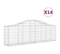 vidaXL Arched Gabion Baskets 14 pcs 200x30x60/80 cm Galvanised Iron 3145400, Silver
