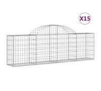 (200 x 30 x 60/80 cm/ 15 pcs) vidaXL Arched Gabion Basket Stone Basket Gabion Retaining Wall Galvanised Iron