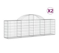 (200 x 30 x 60/80 cm/ 2 pcs) vidaXL Arched Gabion Basket Stone Basket Gabion Retaining Wall Galvanised Iron