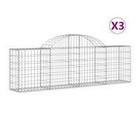 (200 x 30 x 60/80 cm/ 3 pcs) vidaXL Arched Gabion Basket Stone Basket Gabion Retaining Wall Galvanised Iron