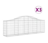 (200 x 30 x 60/80 cm/ 3 pcs) vidaXL Arched Gabion Basket Stone Basket Gabion Retaining Wall Galvanised Iron