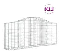 (200 x 30 x 80/100 cm/ 11 pcs) vidaXL Arched Gabion Basket Stone Basket Gabion Retaining Wall Galvanised Iron