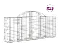 (200 x 30 x 80/100 cm/ 12 pcs) vidaXL Arched Gabion Basket Stone Basket Gabion Retaining Wall Galvanised Iron