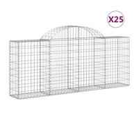 vidaXL Arched Gabion Baskets 25 pcs 200x30x80/100 cm Galvanised Iron, Silver