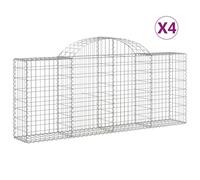 vidaXL Arched Gabion Baskets 4 pcs 200x30x80/100 cm Galvanised Iron, Silver