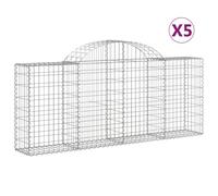vidaXL Arched Gabion Baskets 5 pcs 200x30x80/100 cm Galvanised Iron