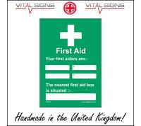(200 x 300mm - 8 x 12, 1mm Pvc Foamex) FS121 First Aiders Nearest First Aider Is SIGN workers medics office safety