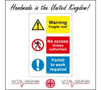 (200 x 300mm - 8 x 12, D - 1mm Pvc Foamex) MU272 Warning Fragile Roof No Access Permit Required Sign Entry Structure Climb 450mm x 600mm B - Magnetic - Vehicle Grade