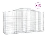 vidaXL Arched Gabion Baskets 10 pcs 200x50x100/120 cm Galvanised Iron, Silver