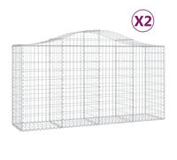 (200 x 50 x 100/120 cm/ 2 pcs) vidaXL Arched Gabion Basket Stone Basket Gabion Retaining Wall Galvanised Iron
