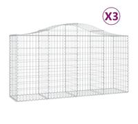 vidaXL Arched Gabion Baskets 3 pcs 200x50x100/120 cm Galvanised Iron, Silver