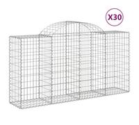 vidaXL Arched Gabion Baskets 30 pcs 200x50x100/120 cm Galvanised Iron, Silver