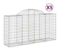 (200 x 50 x 100/120 cm/ 5 pcs) vidaXL Arched Gabion Basket Stone Basket Gabion Retaining Wall Galvanised Iron