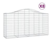 vidaXL Arched Gabion Baskets 8 pcs 200x50x100/120 cm Galvanised Iron, Silver