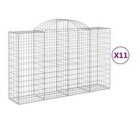 vidaXL Arched Gabion Baskets 11 pcs 200x50x120/140 cm Galvanised Iron, Silver